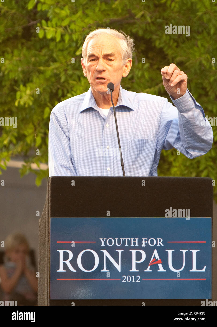 12. April 2012 San Antonio, Texas: GOP Präsidentschaftskandidaten Ron Paul endet seine Kampagne Schaukel durch seine Heimatstaat mit Stockfoto