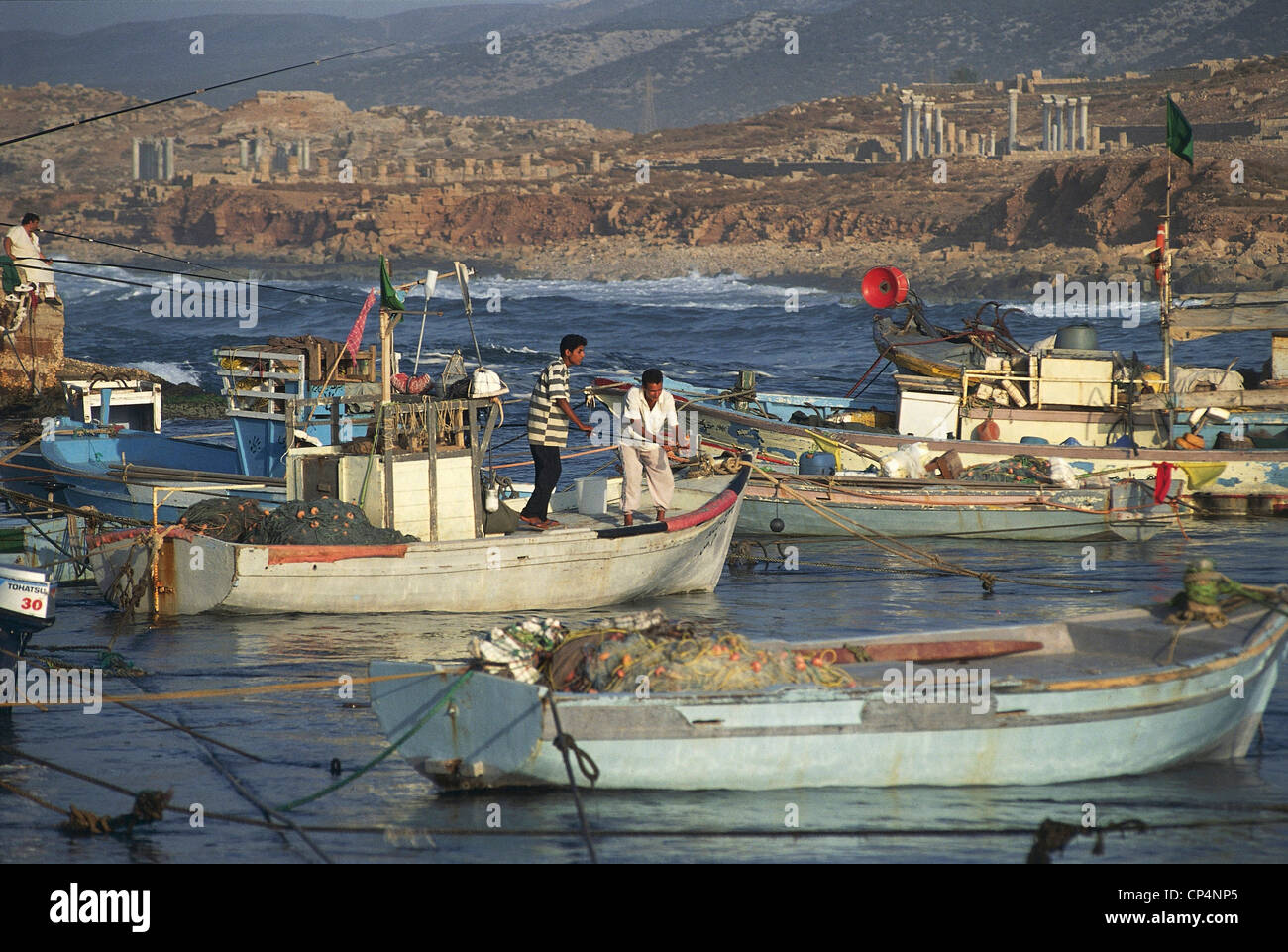 Libyen - Cyrene - Apollonia. Der Hafen von Sousse Stockfoto