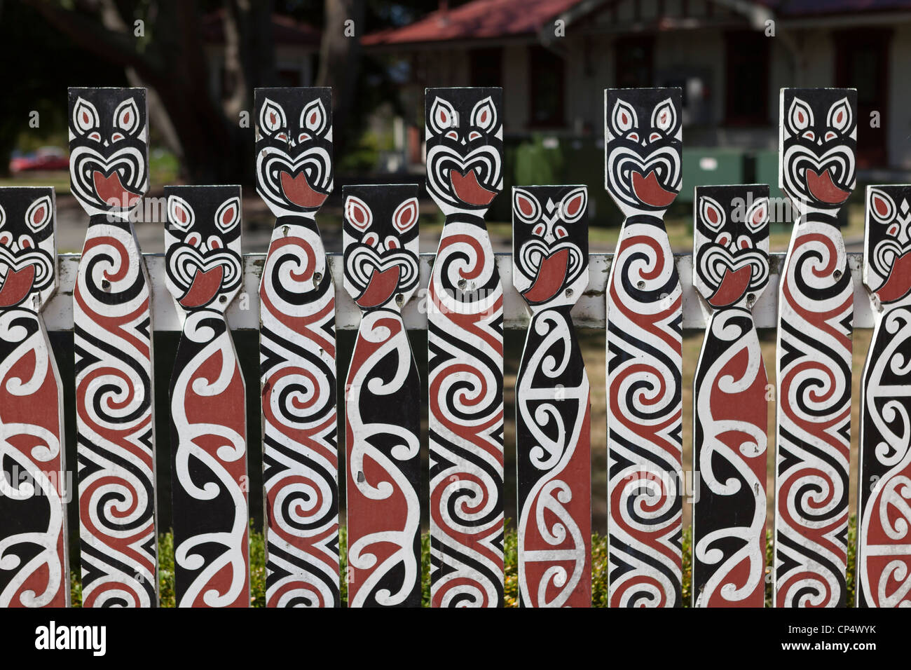 Bunten Zaun, Government Gardens, zentralen Rotorua, Bay of Plenty, Nordinsel, Neuseeland. Stockfoto