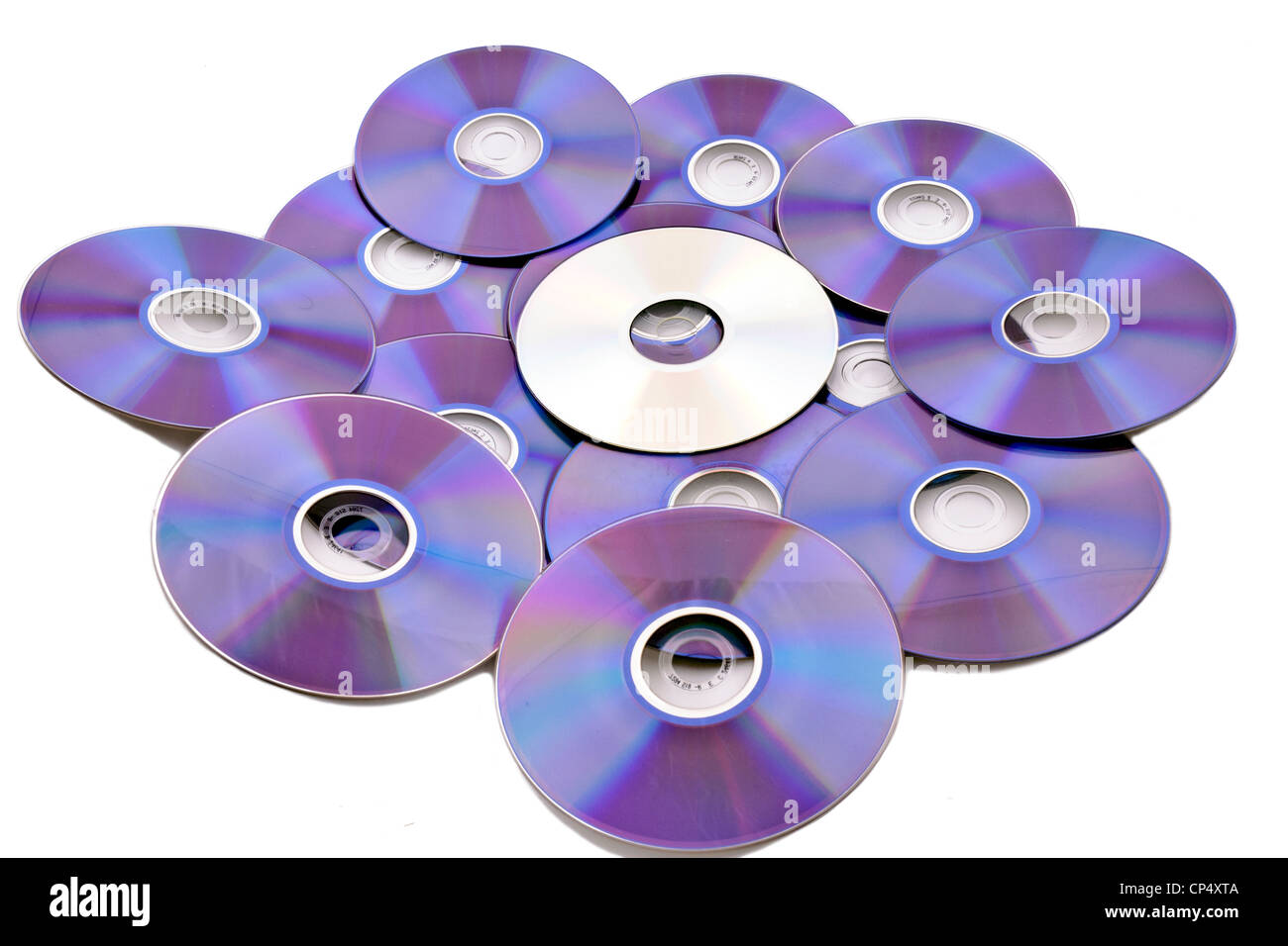 Compact-Discs auf dem weißen isoliert Stockfoto