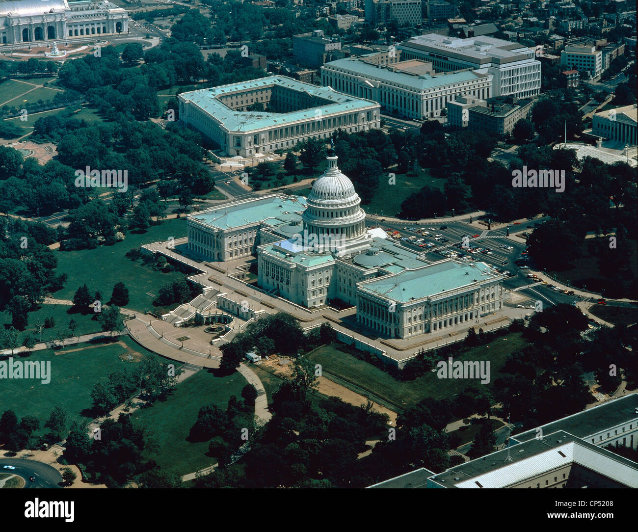 Vereinigte Staaten von Amerika - Washington - Washington: Kapitol und andere Regierungsgebäude. Luftaufnahme. Stockfoto