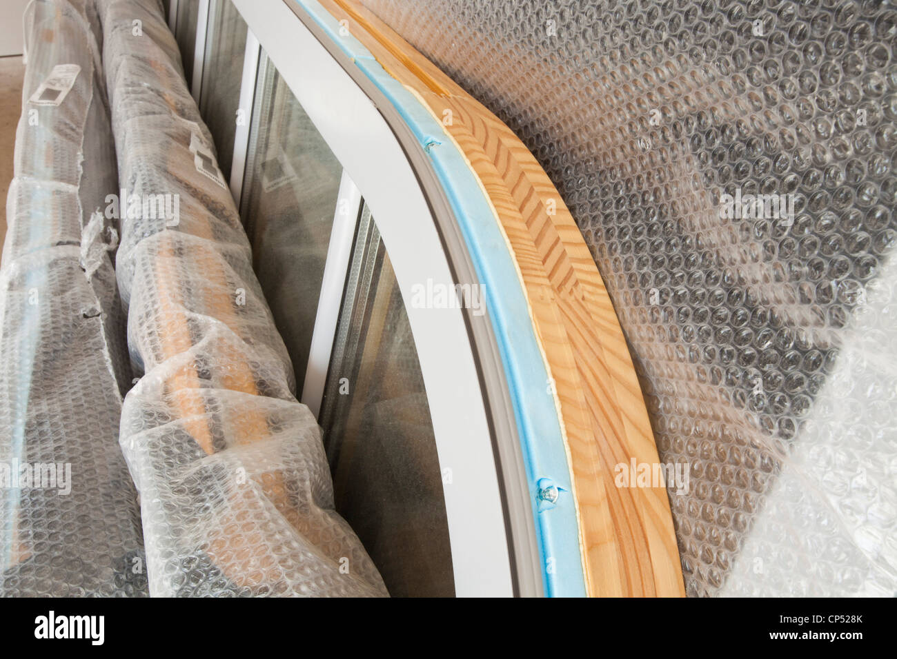 Dreifach verglaste Fenster in einem Passivhaus in Grayrigg, Kendal, UK. Stockfoto