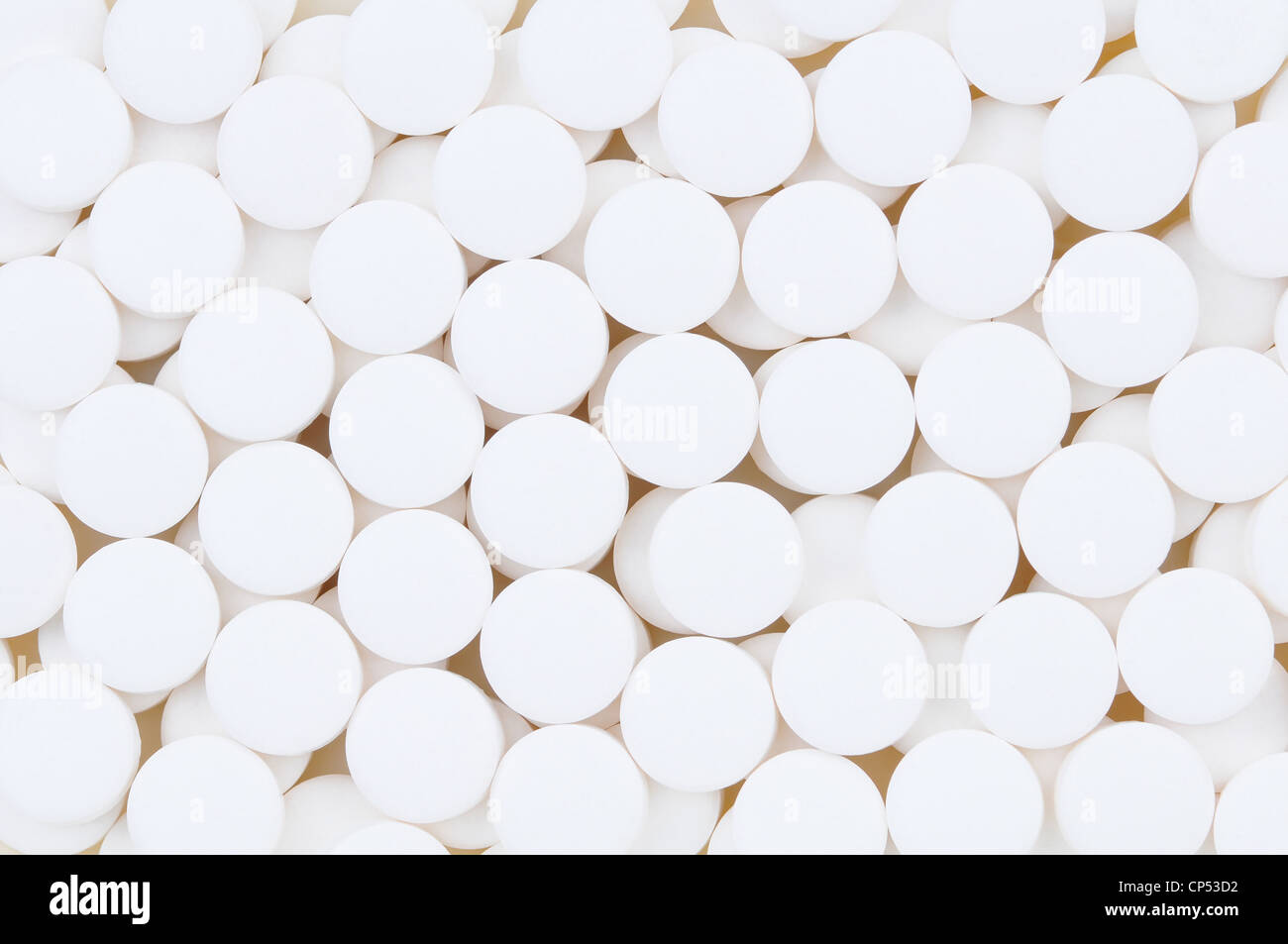Nahaufnahme des weißen Aspirin-Tabletten. Füllt den Rahmen. Stockfoto
