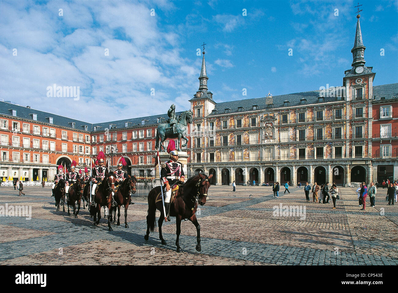 Spanien - Madrid, Plaza Mayor. Parade der königlichen Garde zu Pferd