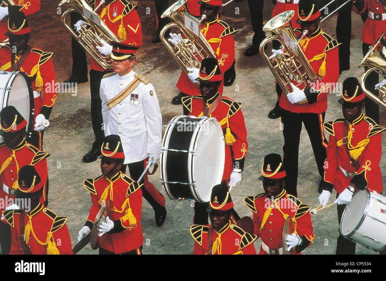 Swasiland, des zwanzigsten Jahrhunderts. Militärparade anlässlich der Krönung von König Mswati III, 1986. Stockfoto