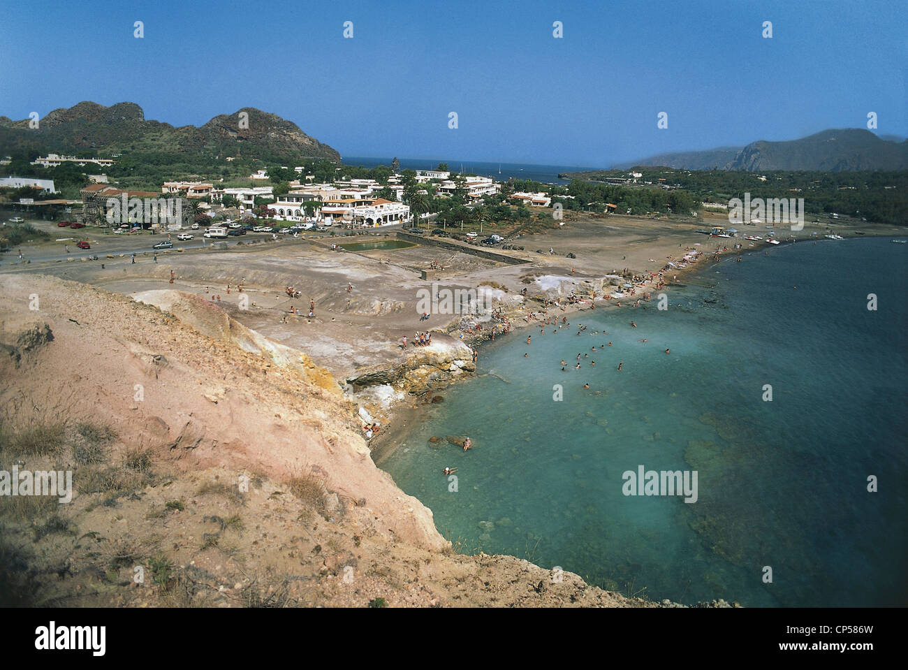 Sizilien Äolischen Inseln Lipari (Me) (Weltkulturerbe der UNESCO, 2000) Insel Vulcano. Porto di Levante, schwefelhaltigen Stockfoto