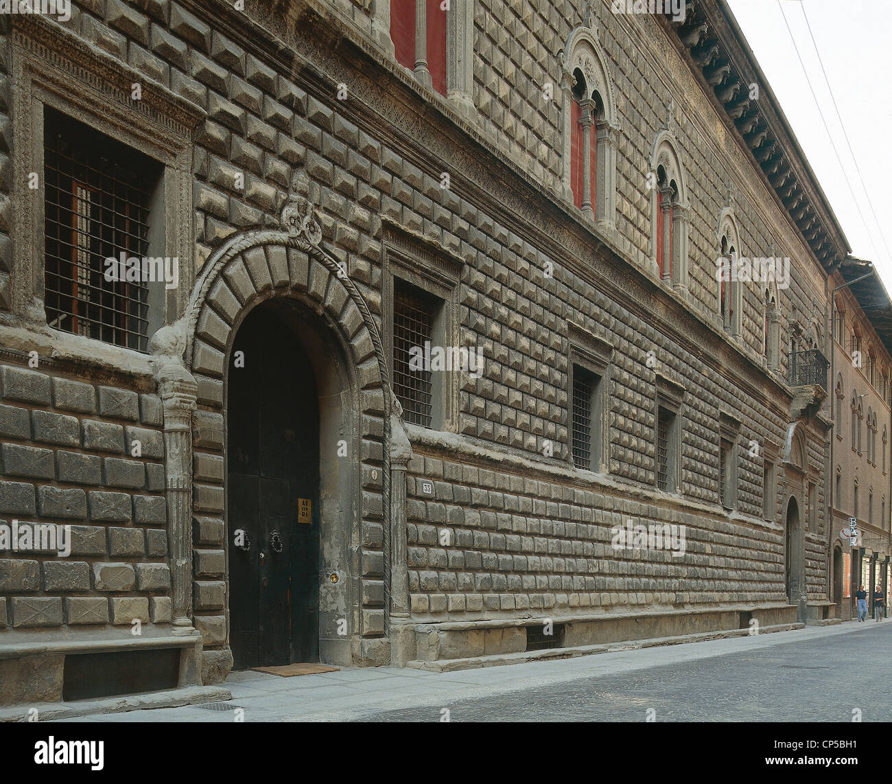 Emilia Romagna - Bologna. Der Palazzo Bevilacqua Sanuti, im Auftrag des Anwalts Niccolo Sanuti XV Jahrhundert. Stockfoto