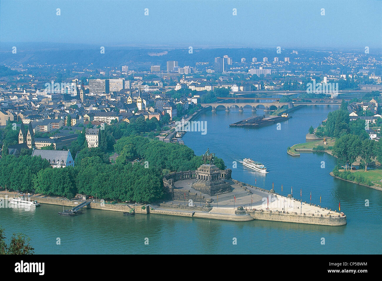 Deutschland - Rheintal, Koblenz. Deutsches Eck (deutsche Eck) Stockfoto