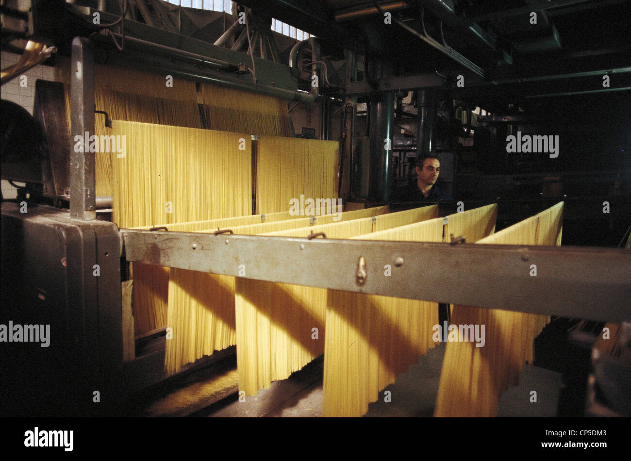 Campania Salerno Pastificio Standaggio automatisch Spaghetti Stockfoto