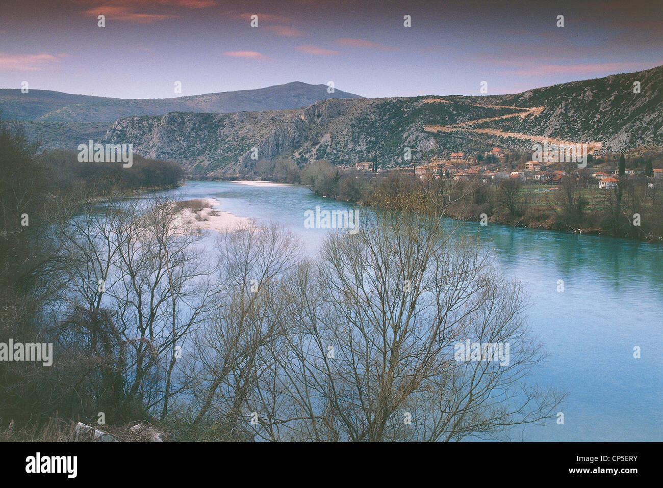 Bosnien und Herzegowina - Neretva Fluss in der Nähe von Capljina Stockfoto