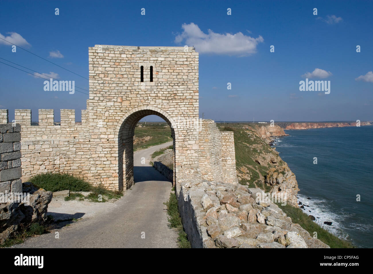 Bulgarien - Schwarzes Meer - Kap Kaliakra (Nein Kaliakra). Befestigte Stockfoto