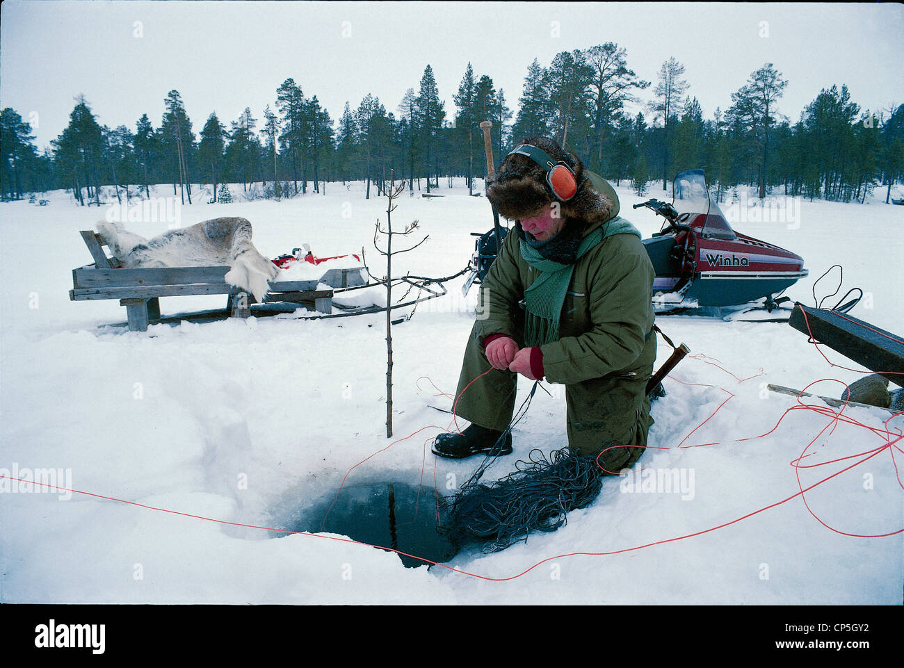 Finnland Inari Fisher Stockfoto