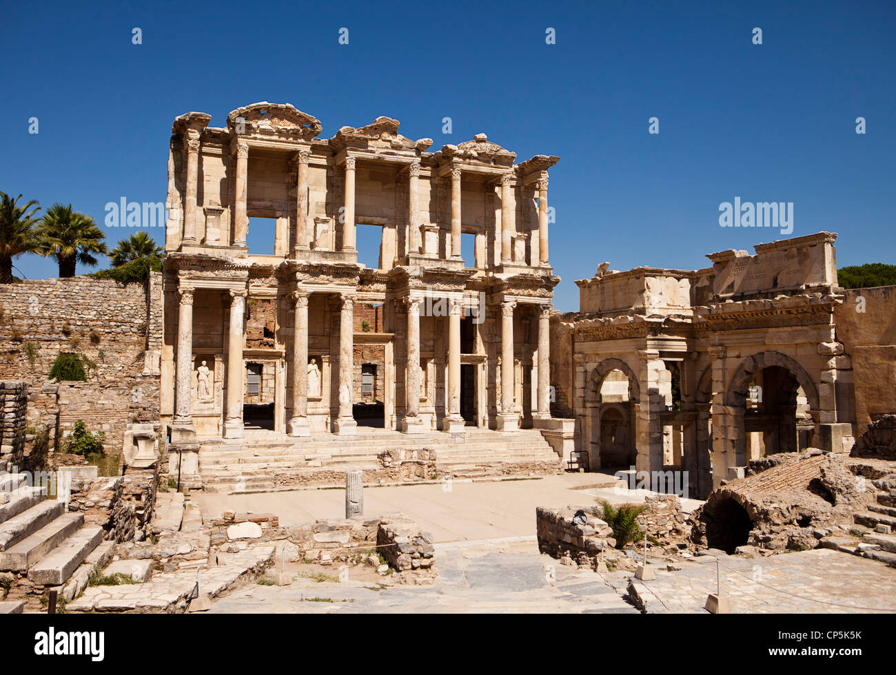 Bibliothek des Celsus in Ephesus Stockfoto