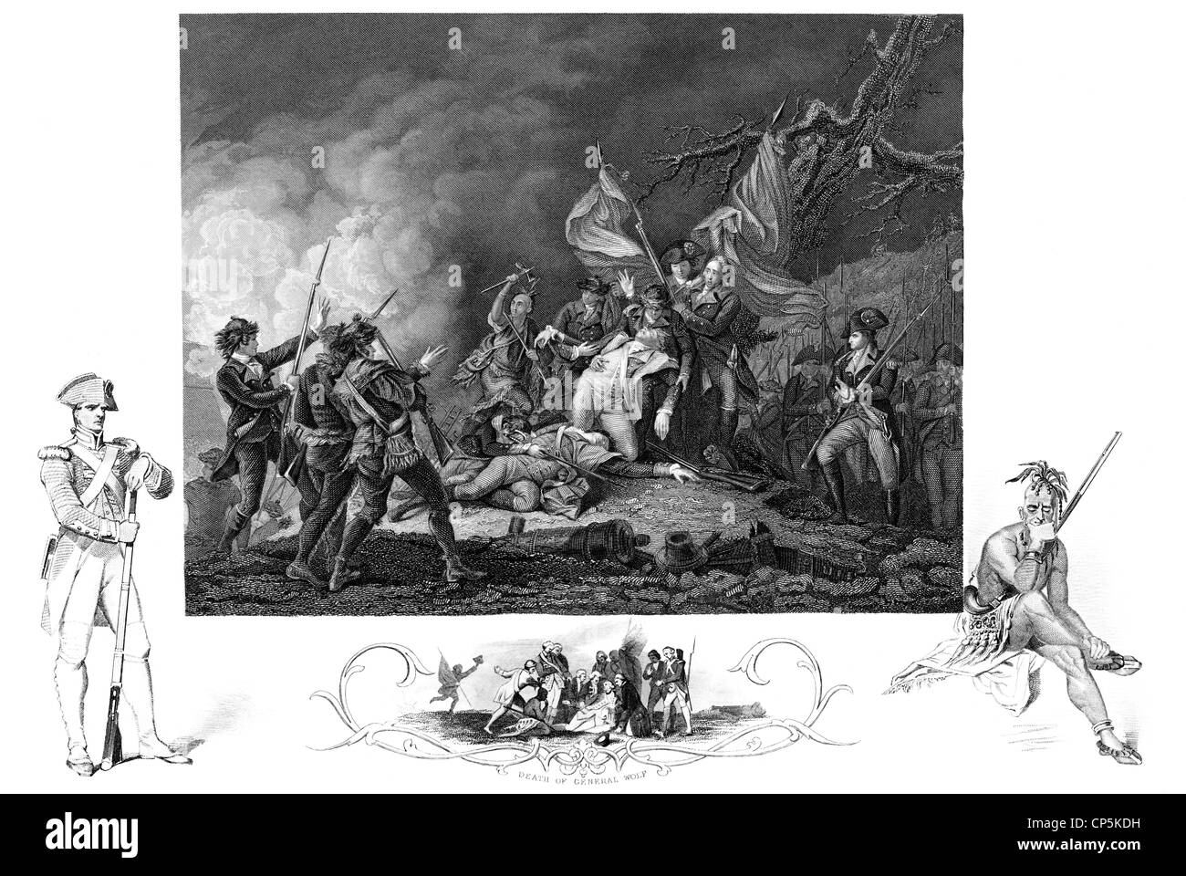Der Tod von General Richard Montgomery in der Schlacht von Quebec, 1775, Soldat Iren in der britischen armee Stockfoto