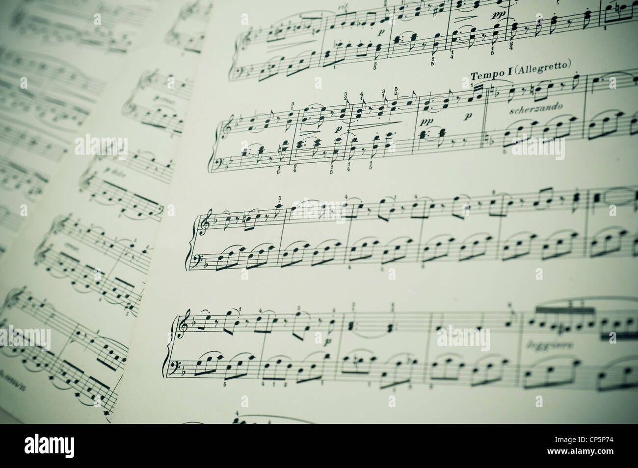 Hintergrundmusik-Partitur Stockfoto