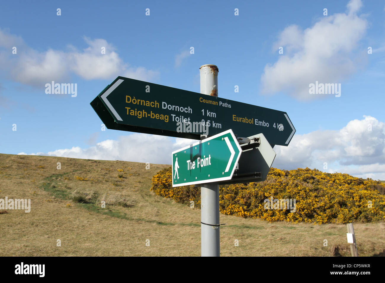 Zweisprachiges Schild Dornoch Schottland März 2012 Stockfoto