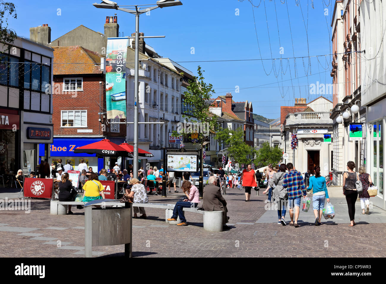 3820. Sandgate Straße Fußgängerzone Bereich, Folkestone, Kent, UK Stockfoto