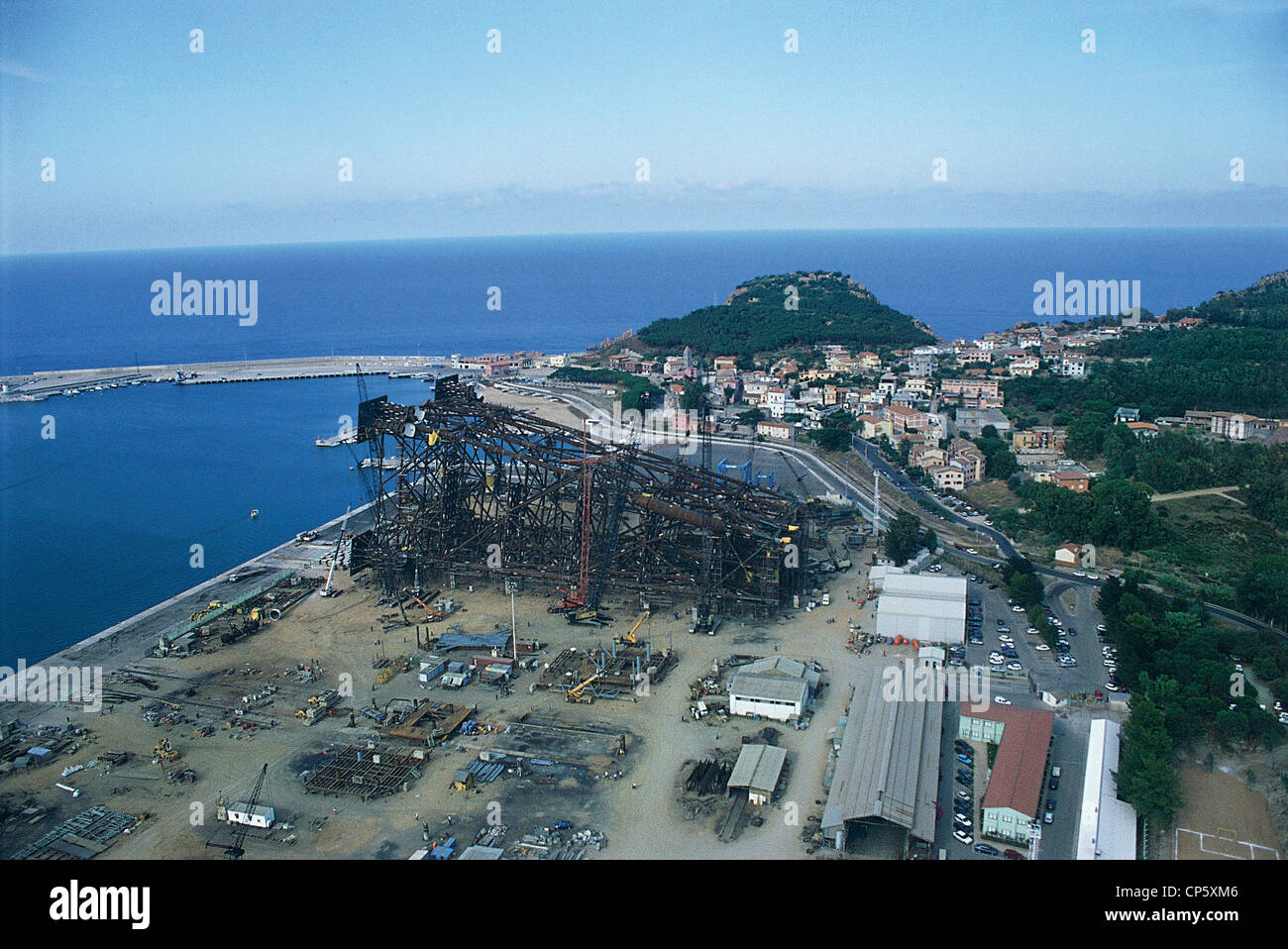 Sardinien - Arbatax (OG). Der Hafen, Luftbild. Stockfoto