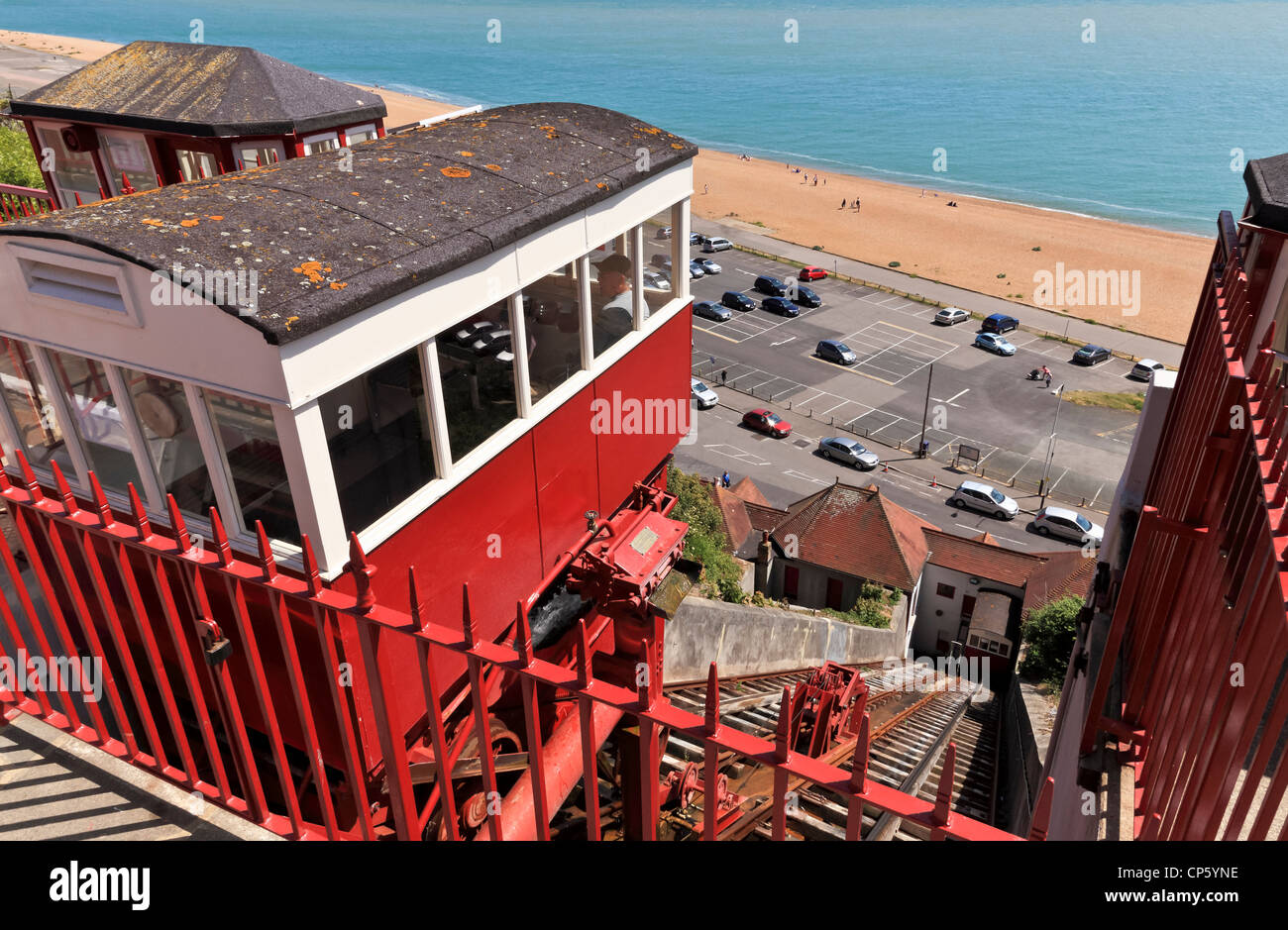 3835. Wasser angetriebene Leas Cliff Railway Lift, Folkestone, Kent, UK Stockfoto