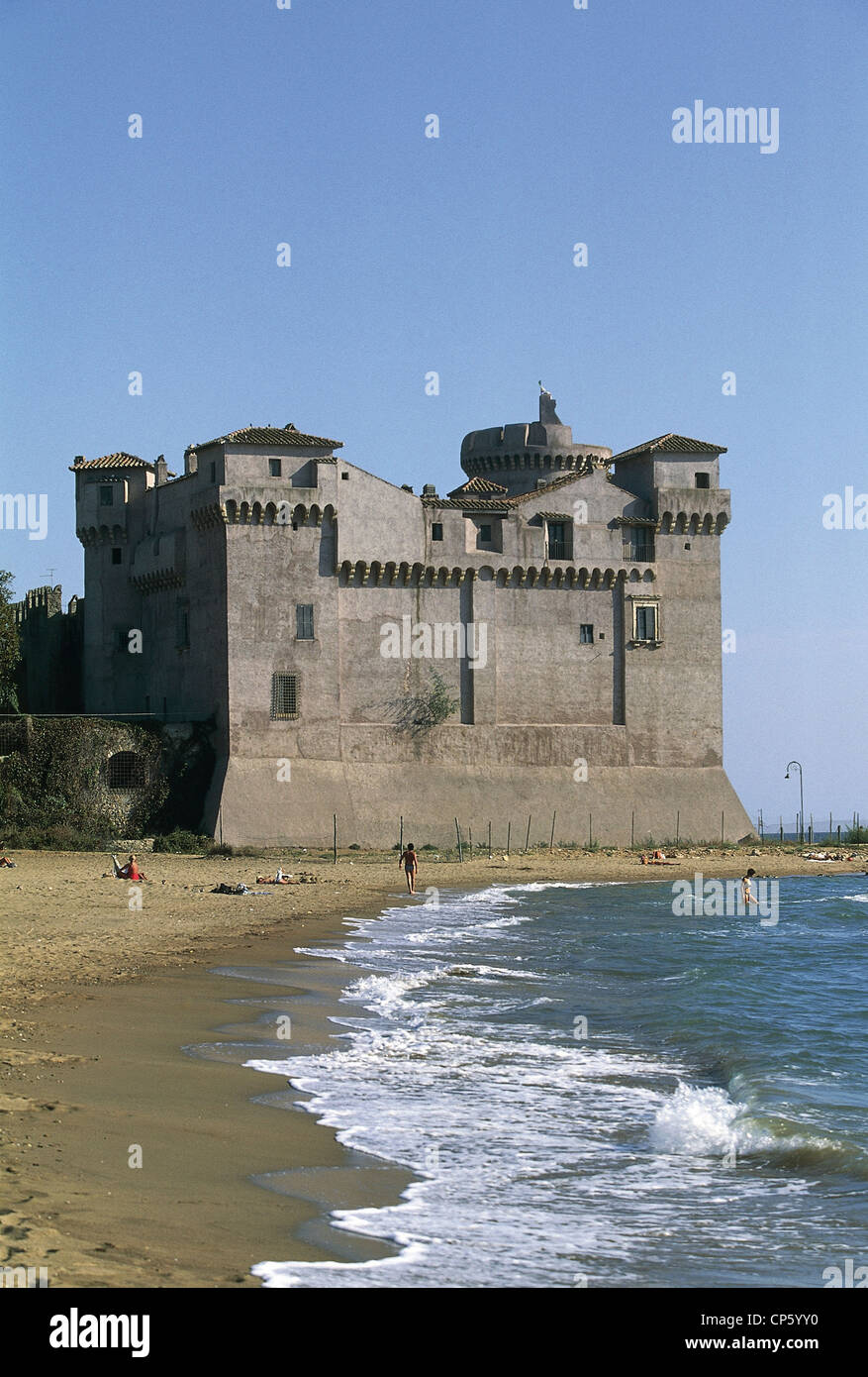 Latium - Il Castello di Santa Severa (Rom), ist normannischen Ursprungs, 1068 gebaut. Stockfoto