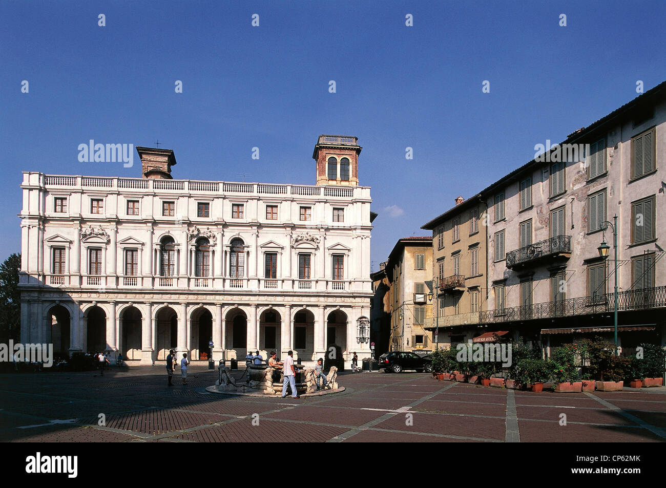 Lombardei - Oberstadt Bergamo - Altstädter Ring. Palazzo Nuovo, Vincenzo Scamozzi Architekt, XVI-XVII Jahrhundert. Stockfoto