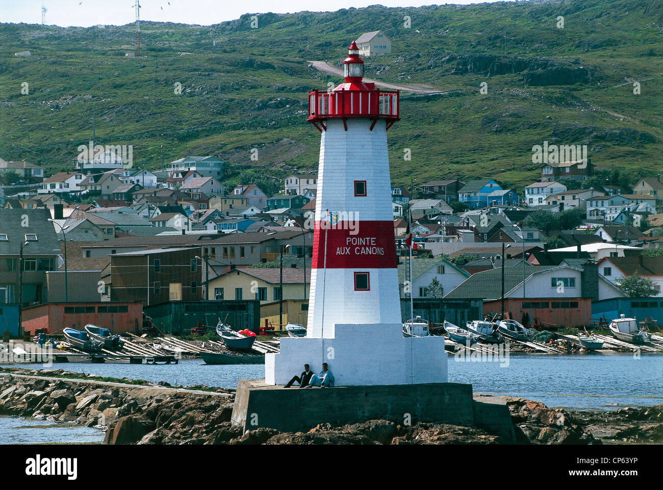 Saint-Pierre et Miquelon (Gebietskörperschaft der französischen Republik) - Saint-Pierre. Pointe Aux Kanons Leuchtturm Stockfoto