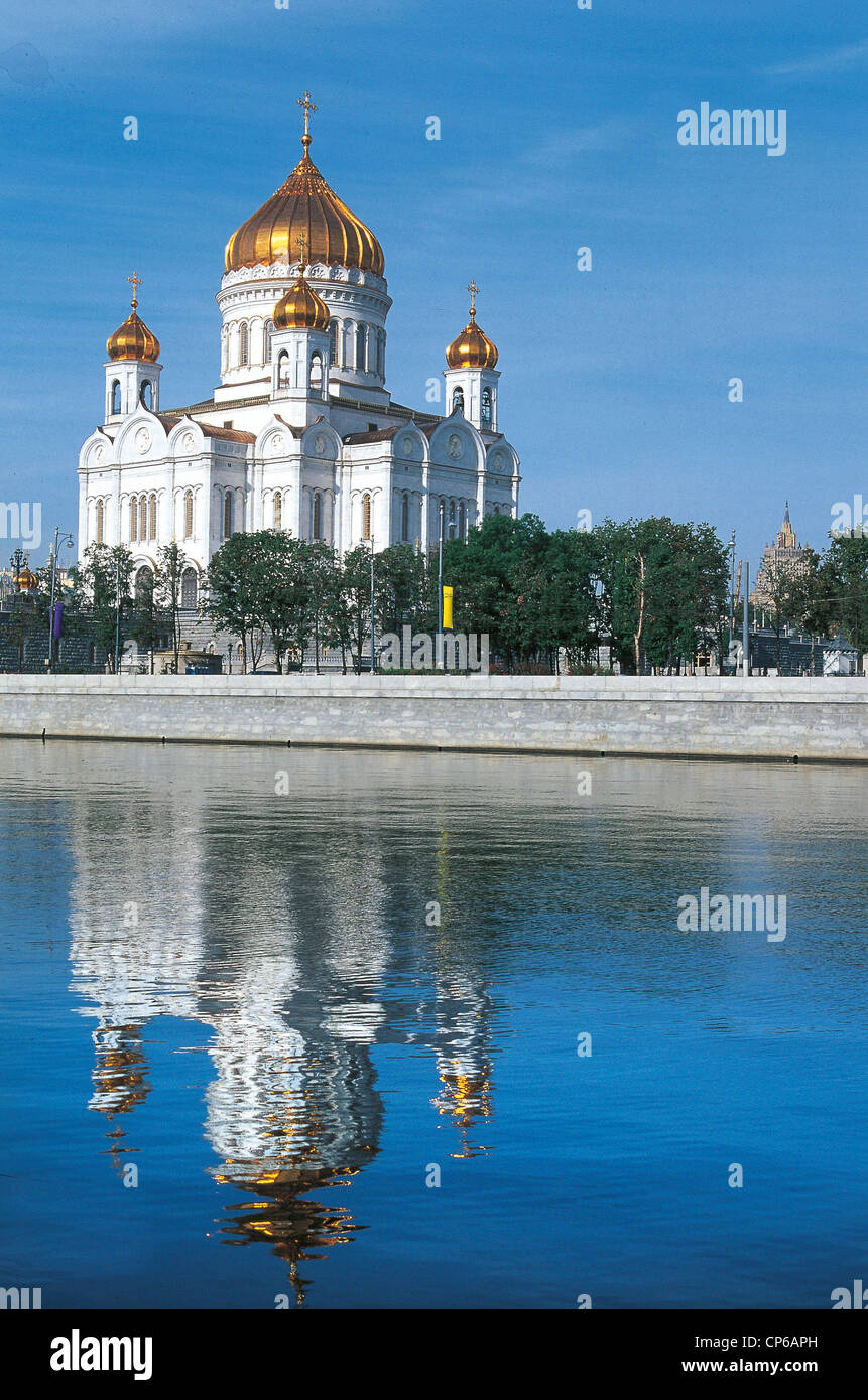 Russland-Moskau. Kathedrale von Christus Erlöser (1997), an Stelle der neunzehnten Jahrhundert Kirche von Stalin in den 50er Jahren abgerissen. Stockfoto