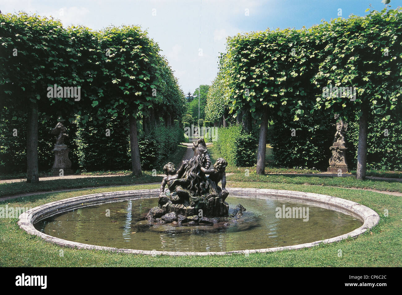 Deutschland Bayern Veitshochheim Garten Fontana Stockfoto