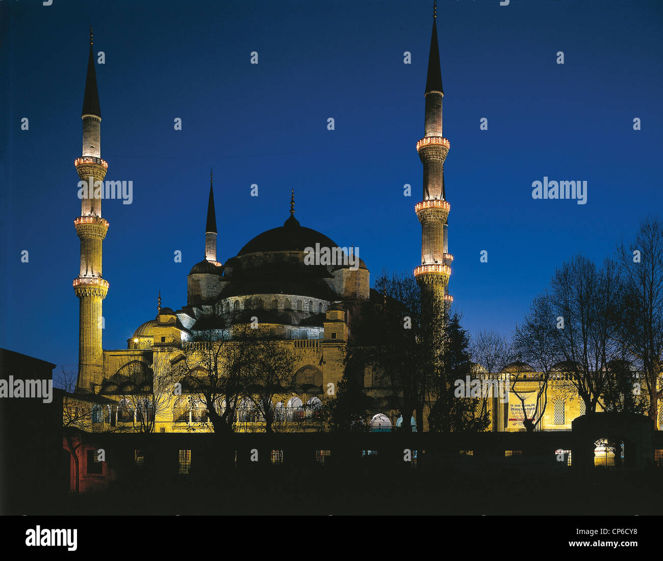 Blaue Moschee Istanbul Türkei Nacht 1609-16 Stockfoto