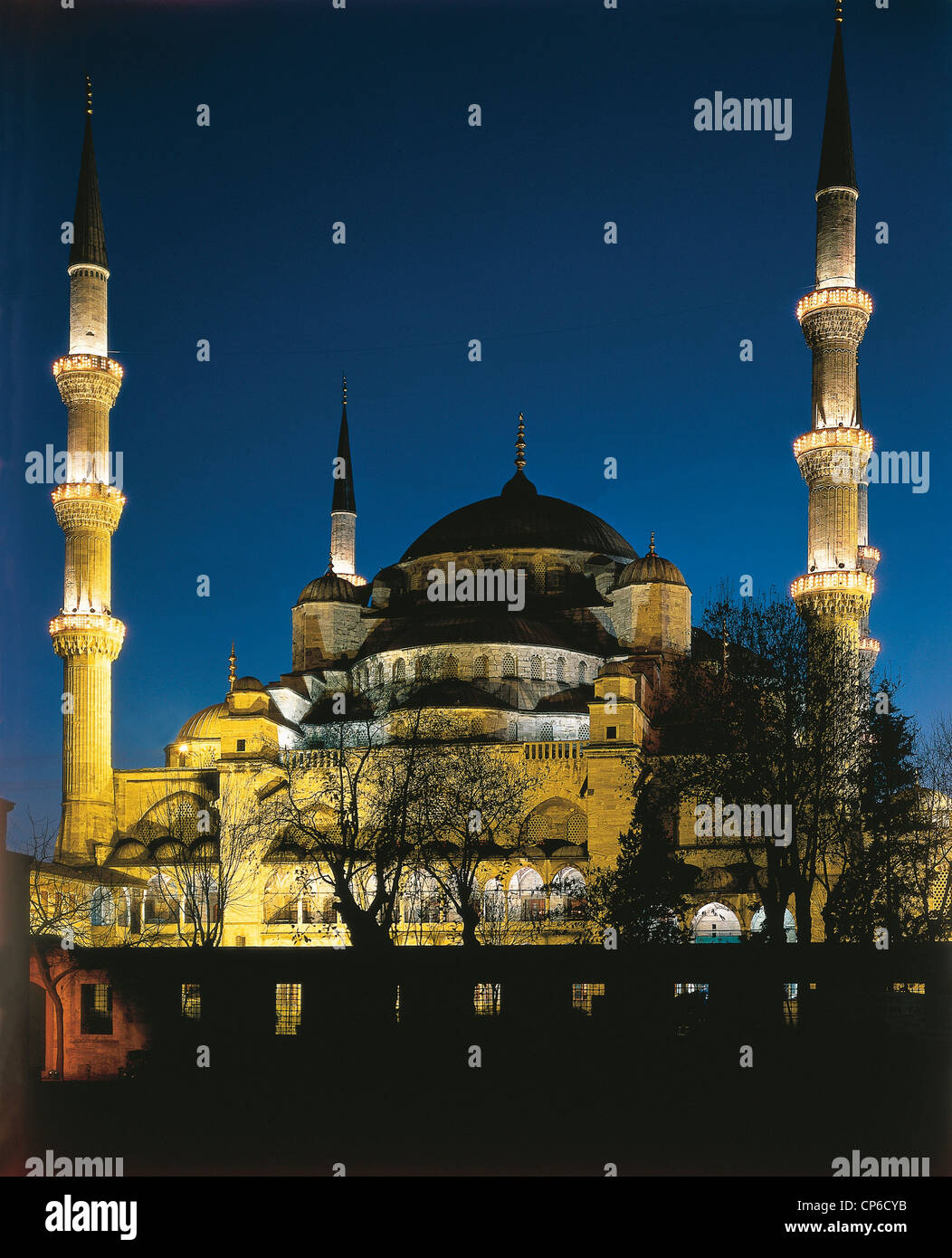 Blaue Moschee Istanbul Türkei Nacht 1609-16 Stockfoto