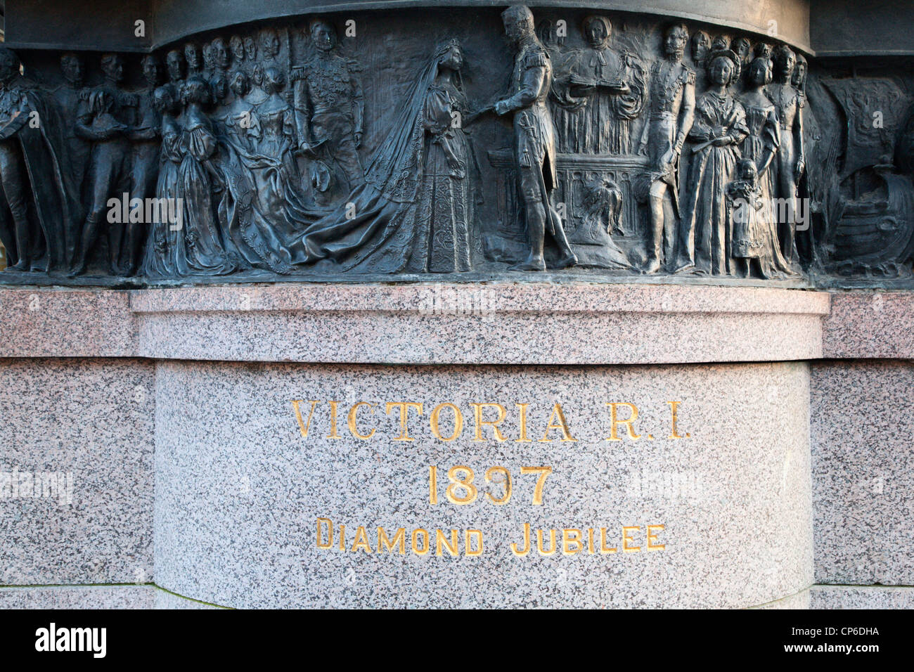 Sockel Detail Queen Victoria Statue Albert Square Dundee Schottland Stockfoto