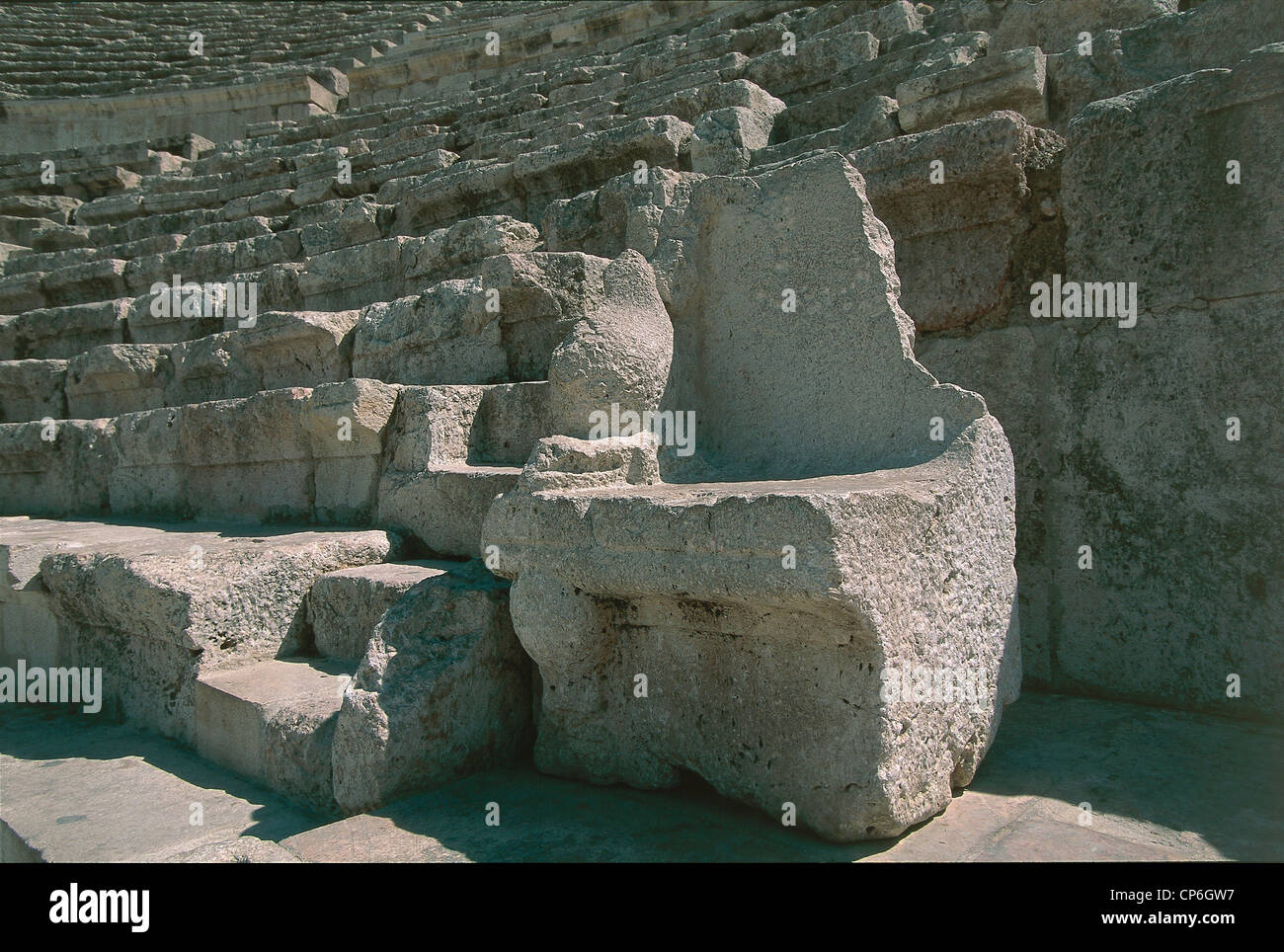 Jordanien - Amman. Das römische Theater, die Sitze (169-177 n. Chr.) Stockfoto