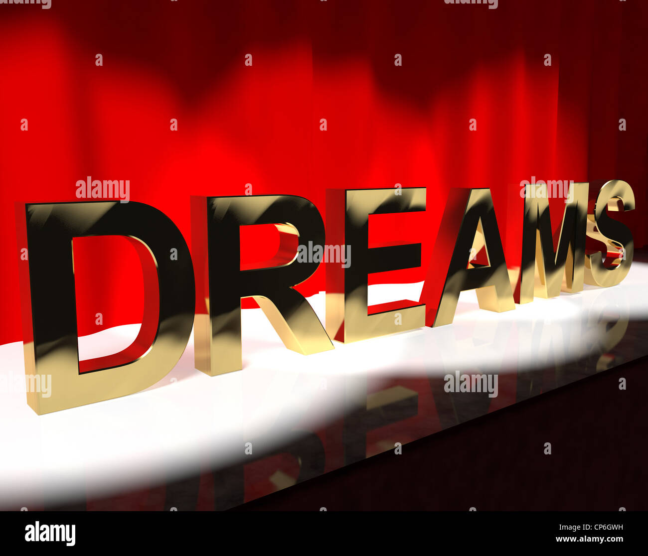 Wort Träume auf der Bühne zeigen, träumen und Wunsch Stockfoto