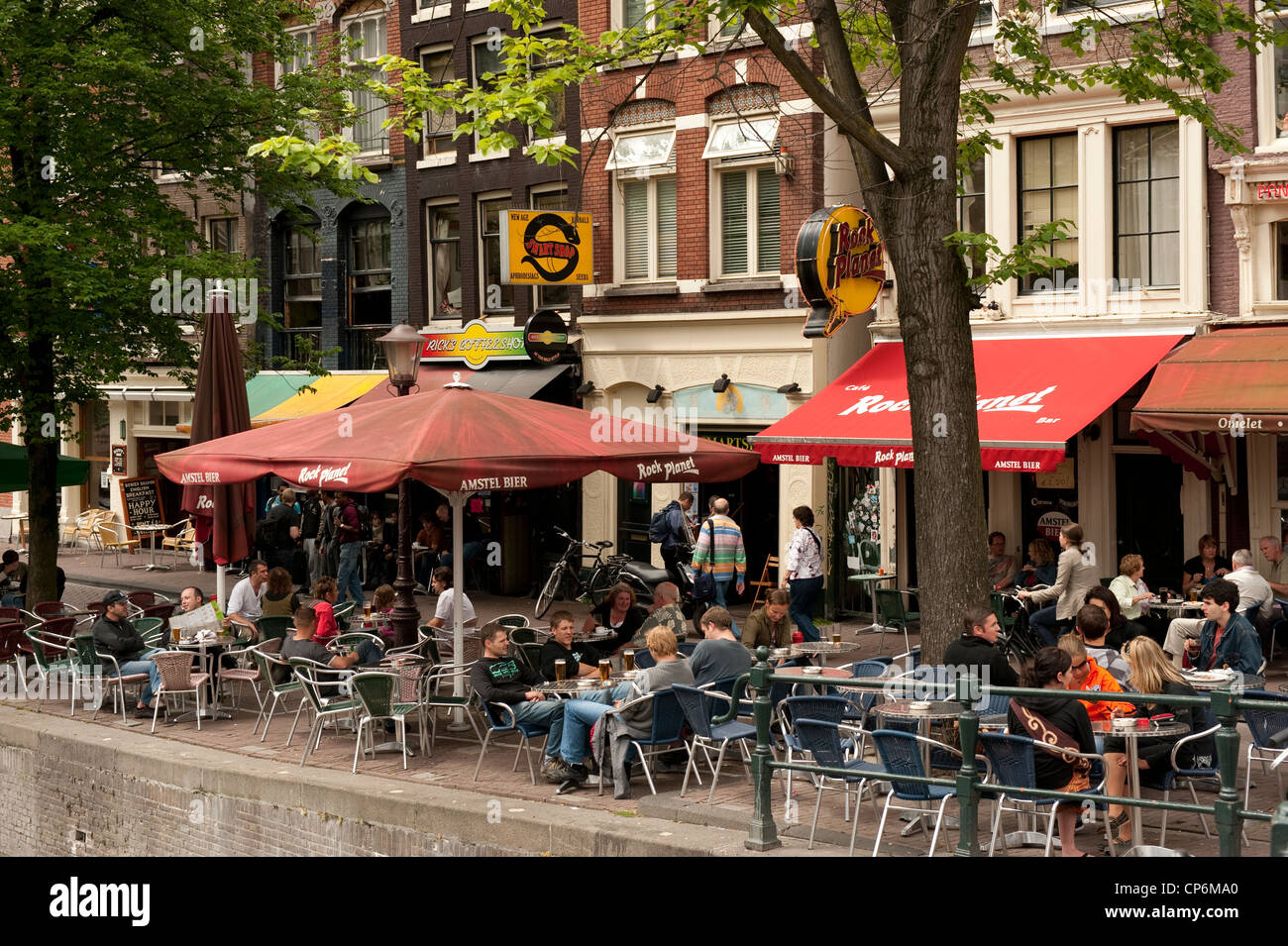 Kanal Side Cafe Amsterdam Holland Niederlande Europa EU Stockfoto