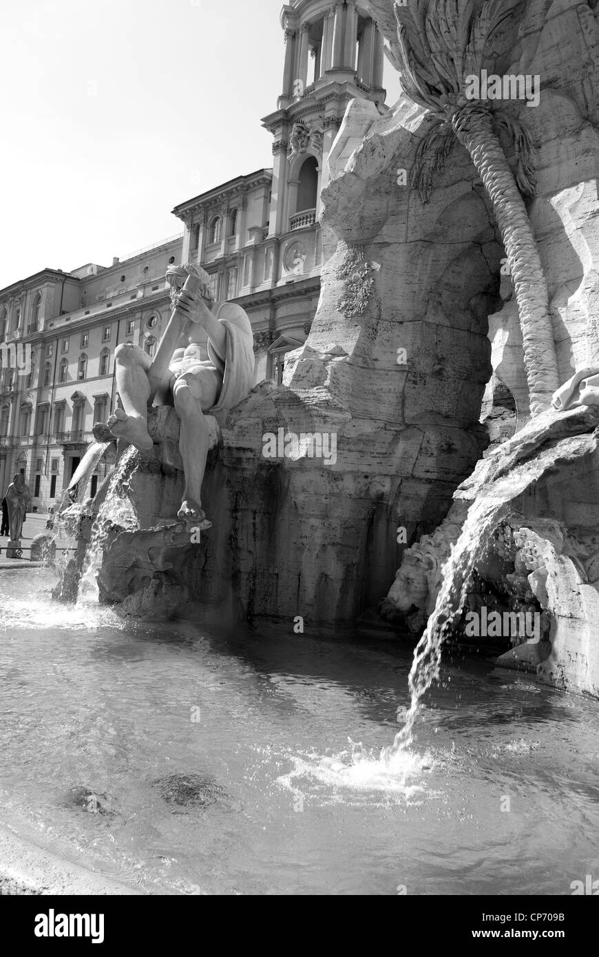 Der Brunnen von Neptun am Navona Platz in Rom. Stockfoto