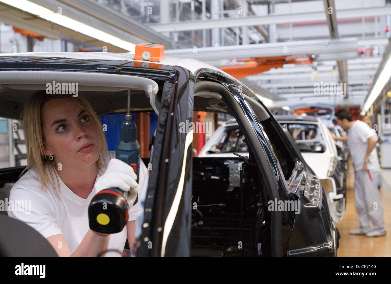Pkw-Produktion bei der Audi AG im Stammwerk in Ingolstadt, Deutschland Stockfoto