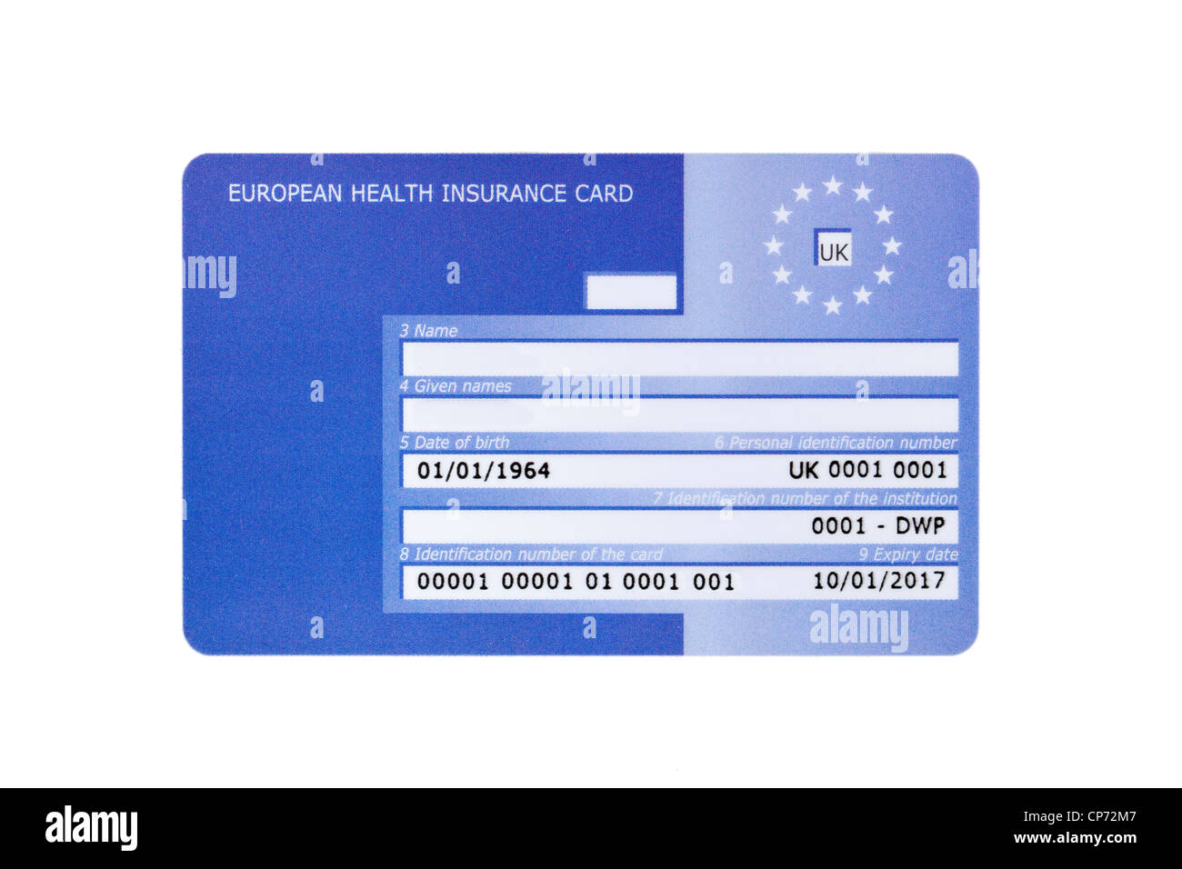 Eine UK ausgestellt European Health Insurance Card. Stockfoto