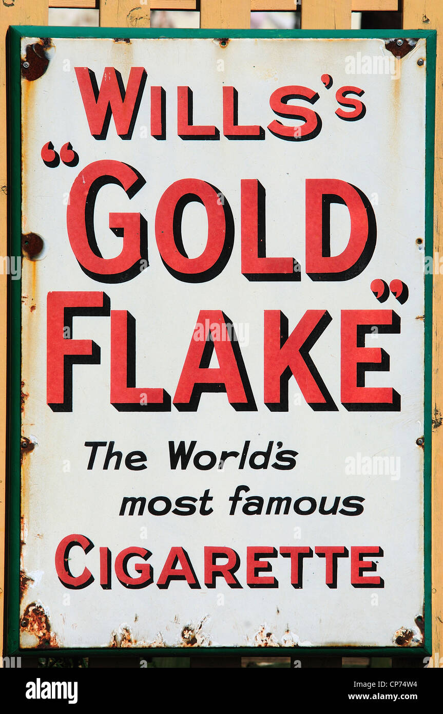 Ein altes Plakat Werbung wird Gold Flake Tabak UK Stockfoto