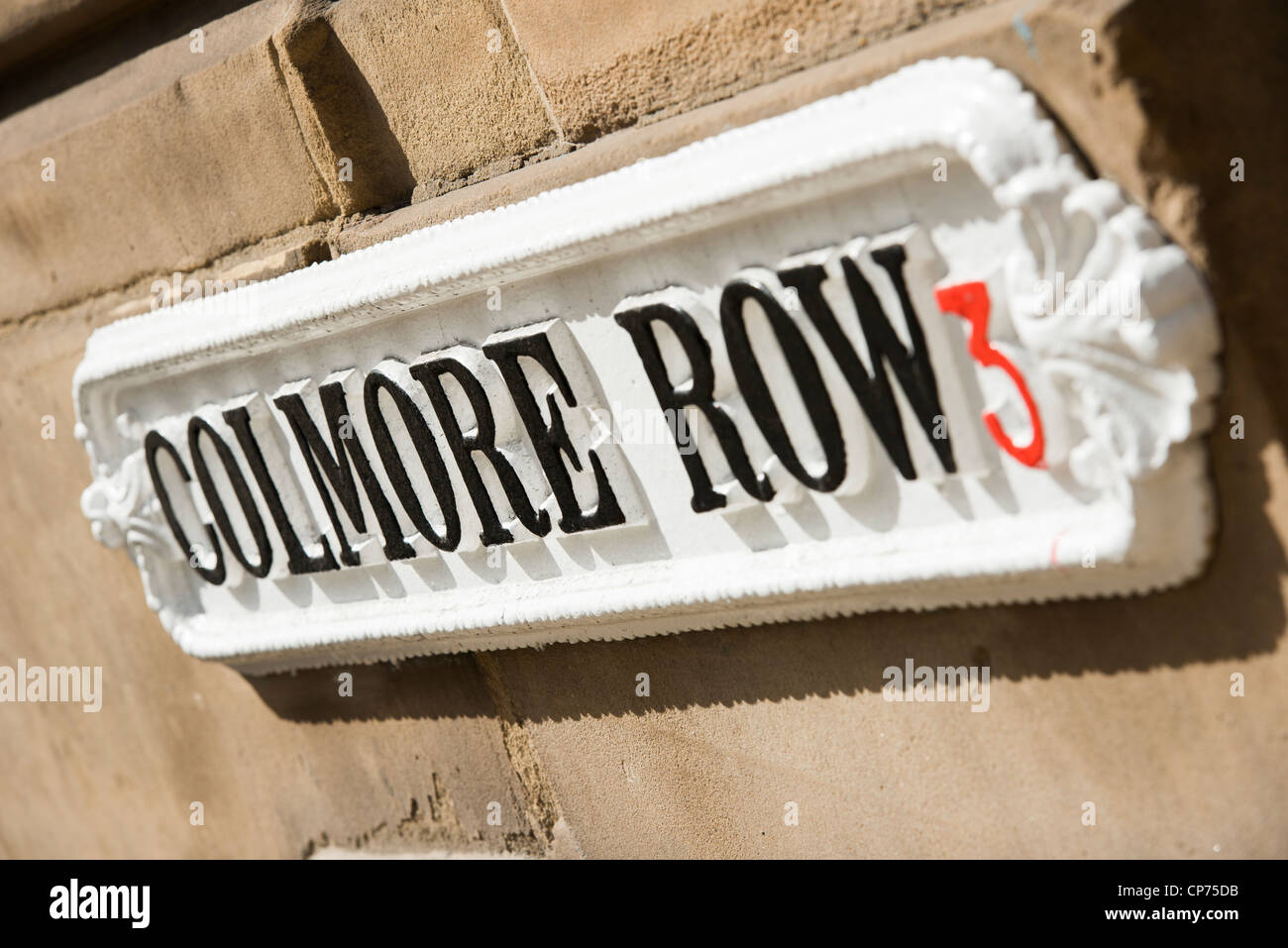 Colmore Reihe Straßenschild, Birmingham City Center, West Midlands, England. Stockfoto