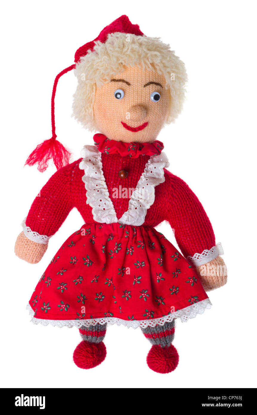 Weihnachten-Mama gemacht aus Wolle - Isolated on white Stockfoto