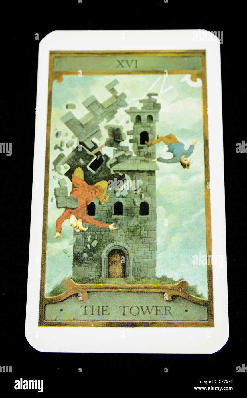 "Der Turm" Karte aus einem Deck von TarotKarten Stockfotografie Alamy