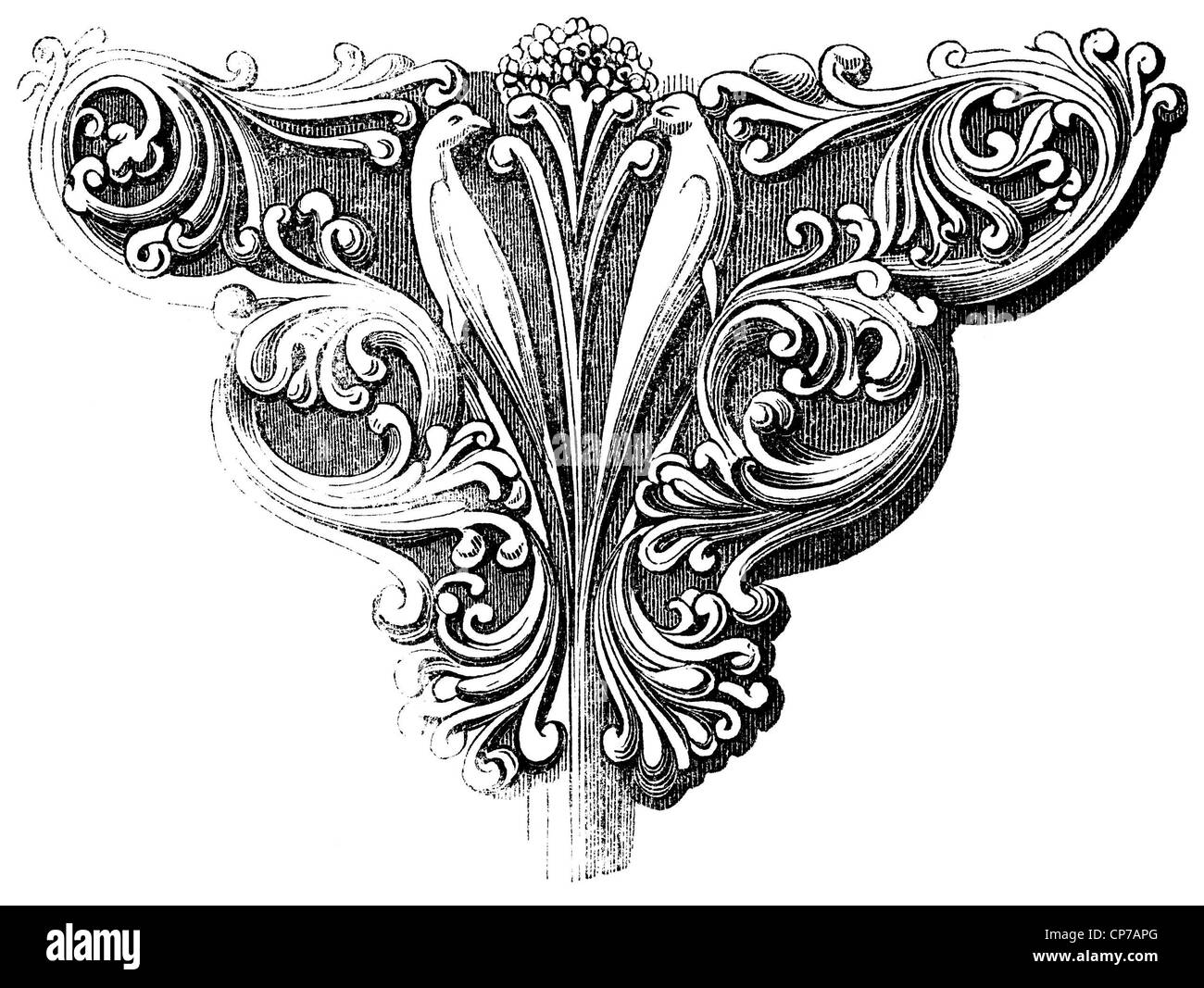 Holzstich von Stein Laub Halterung. Stockfoto