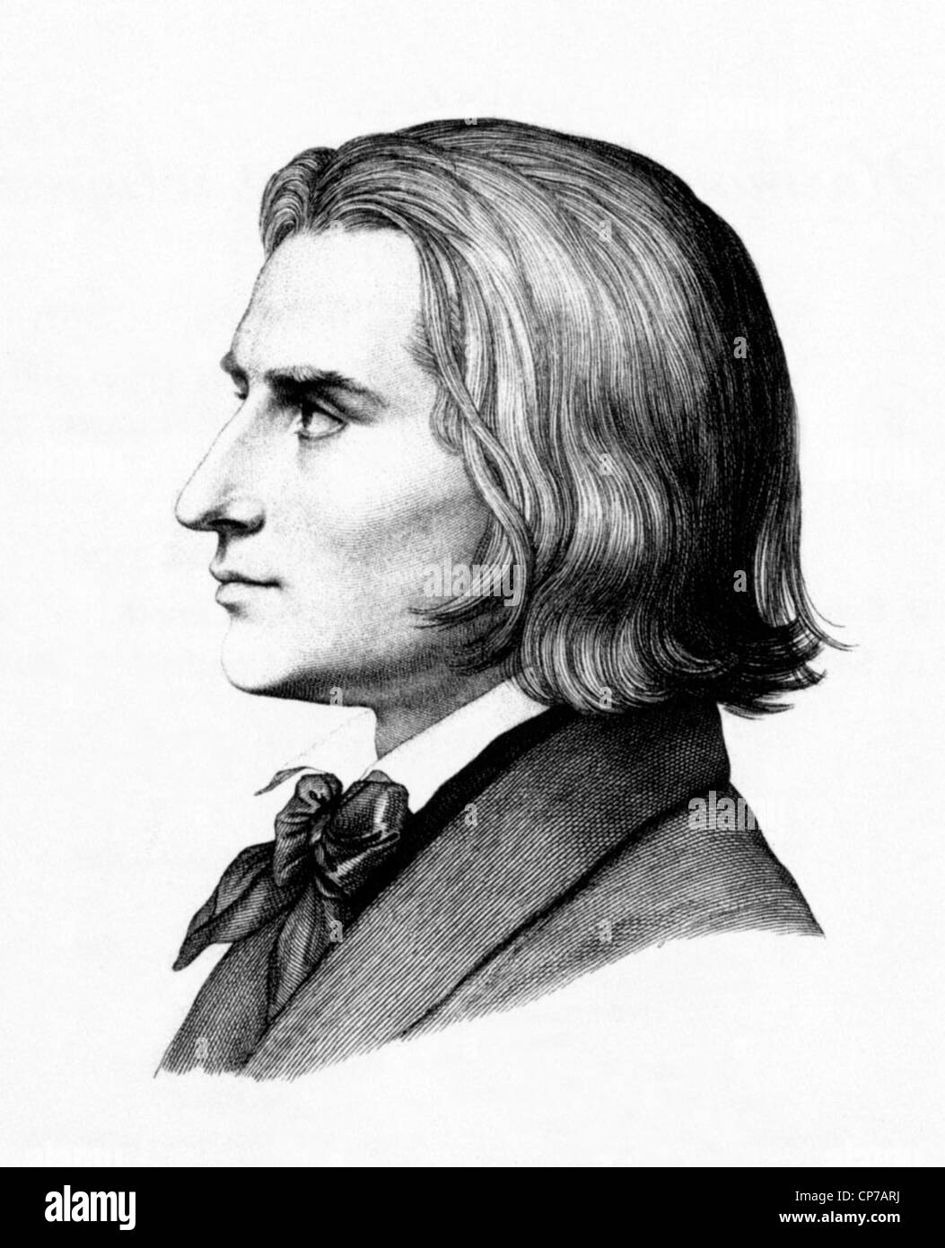 Seite Porträt des Komponisten Franz Liszt datiert 1843 von unbekannten Autor. Stockfoto