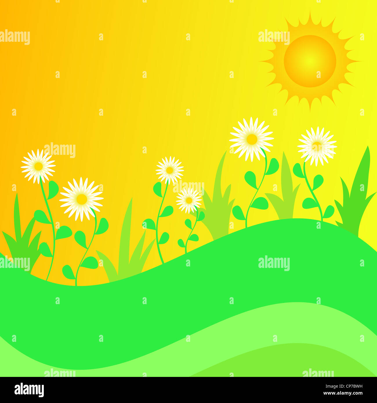 Sommersonne mit blühenden Garten illustration Stockfoto