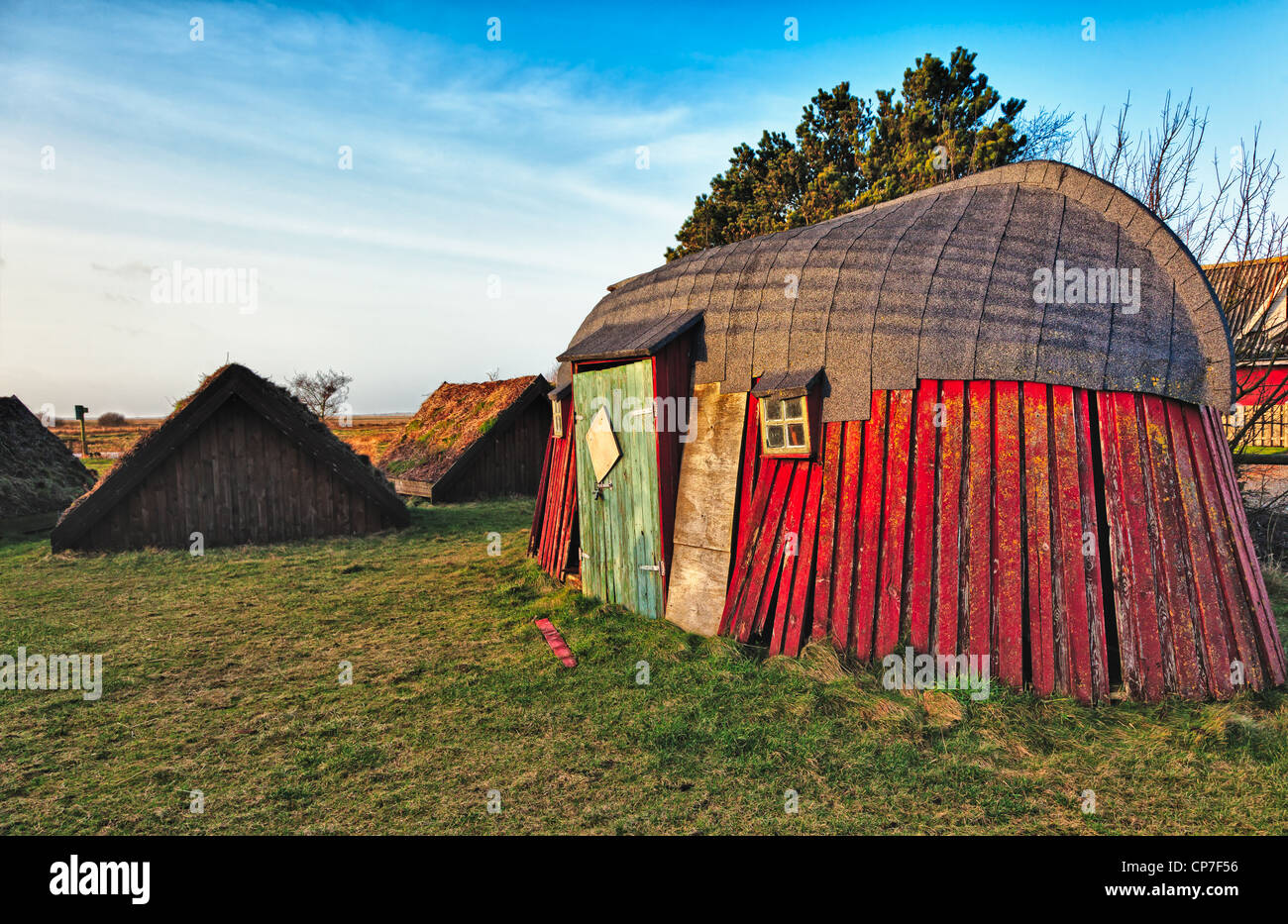 Traditionelle alte Wikingerzeit Haus Hütte im Dorf Bork Stockfoto