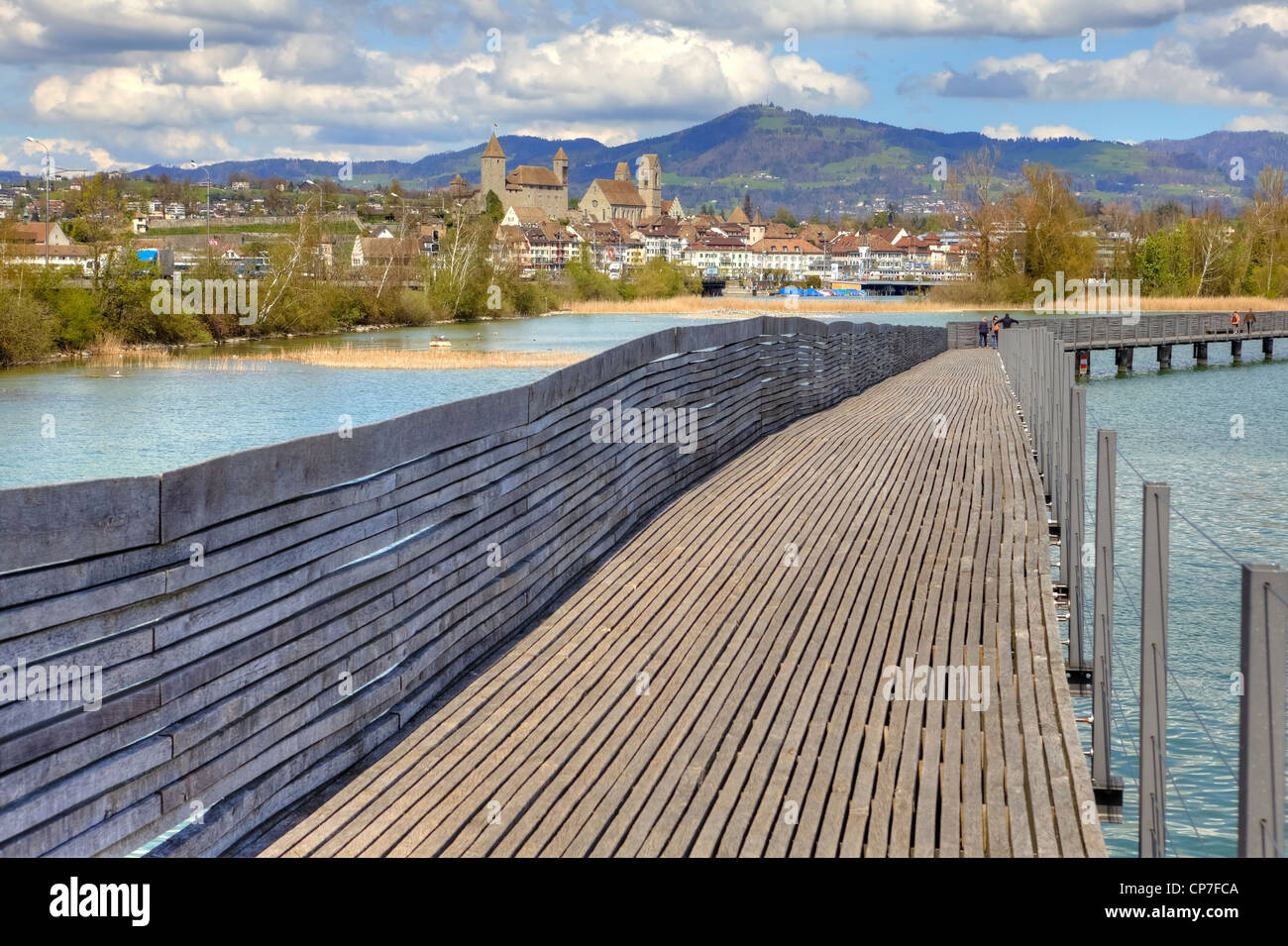Holzbrücke Rapperswil-Hurden, Obersee, St. Gallen, Schweiz Stockfoto