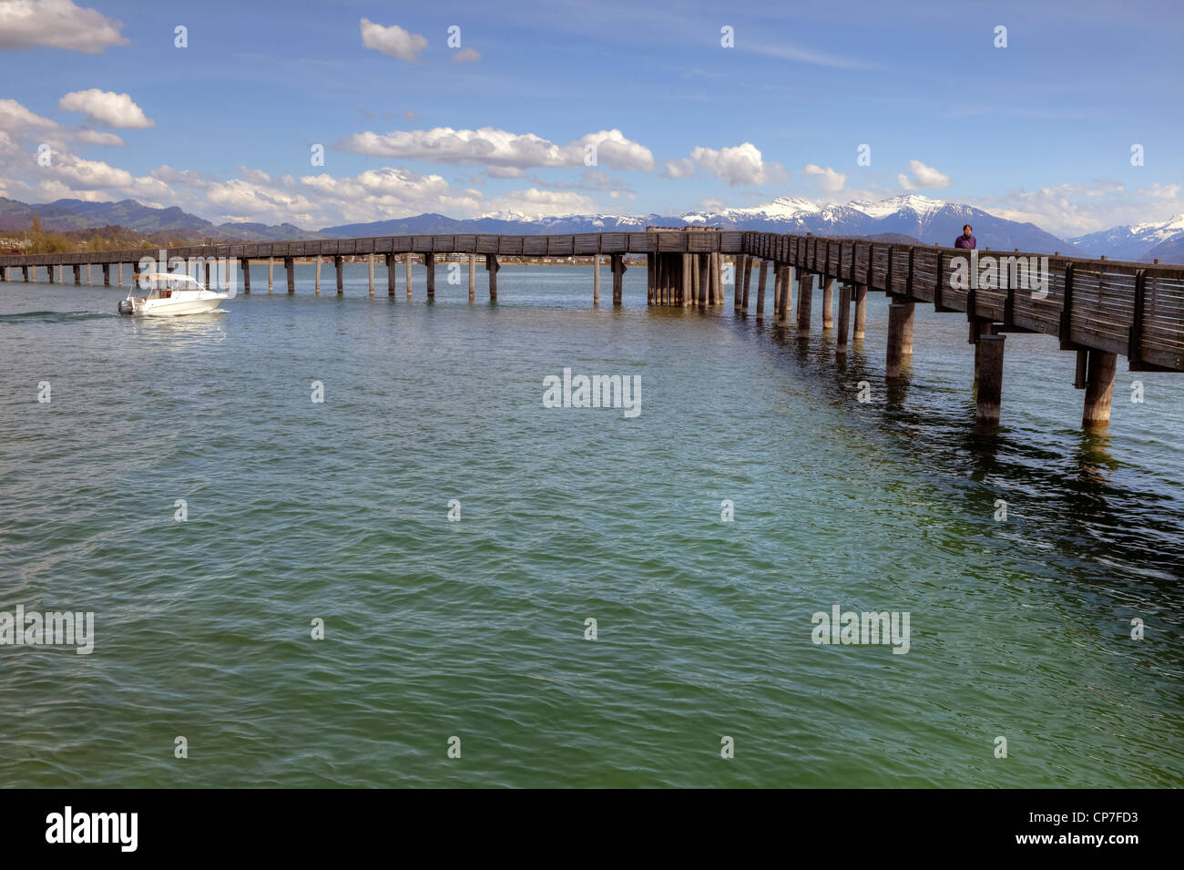 Holzbrücke Rapperswil-Hurden, Obersee, St. Gallen, Schweiz Stockfoto