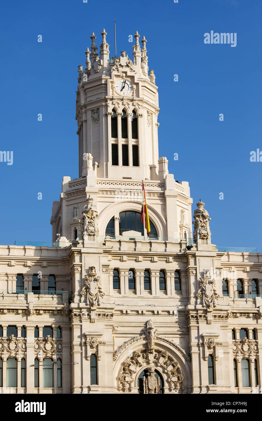 Palacio de Comunicaciones architektonische Details in der Stadt von Madrid, Spanien Stockfoto