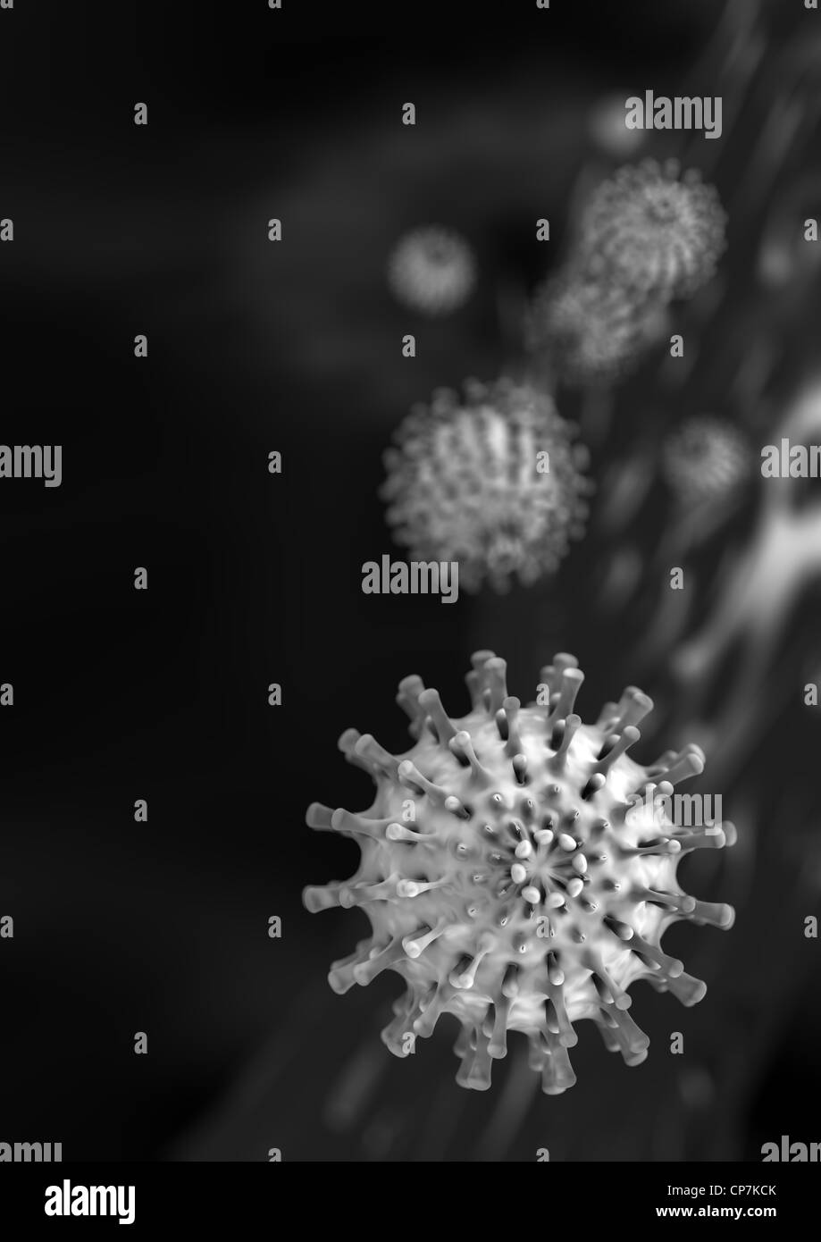 Viren - Scanning Electron Microscopy stilisiert schwarz n weißen Abbildung Stockfoto