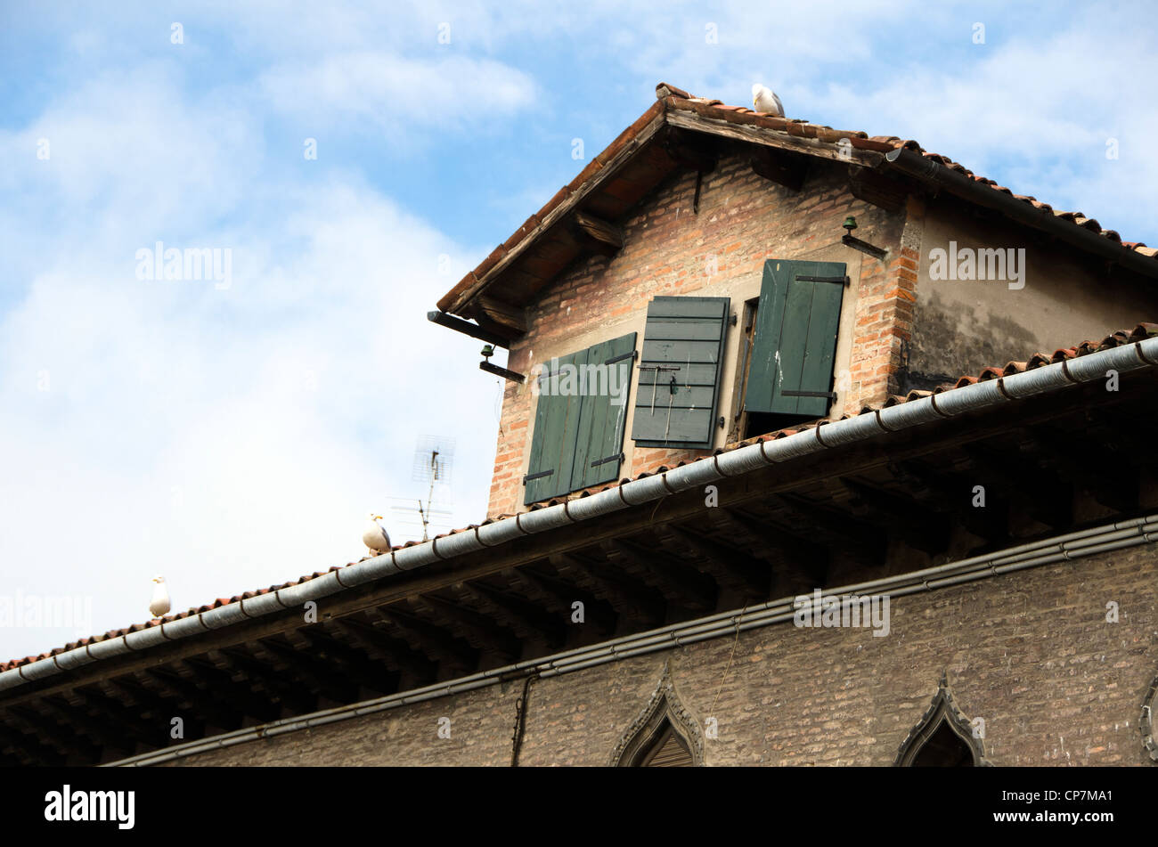 Dach in Campo Santa Margherita - Sestiere Dorsoduro, Venedig - Italien Stockfoto